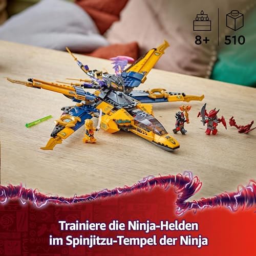 Super avion de asalt LEGO Ninjago Ras și Arins - Jucărie cu dronă, împușcători, lame și motoare - Include 3 mini figurine pentru jocul de rol Ninja - Set de construcție pentru băieți și fete de la 8 ani 71833 - imagine 2