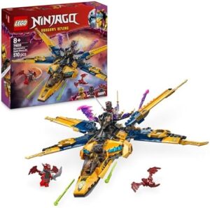 Super avion de asalt LEGO Ninjago Ras și Arins - Jucărie cu dronă, împușcători, lame și motoare - Include 3 mini figurine pentru jocul de rol Ninja - Set de construcție pentru băieți și fete de la 8 ani 71833
