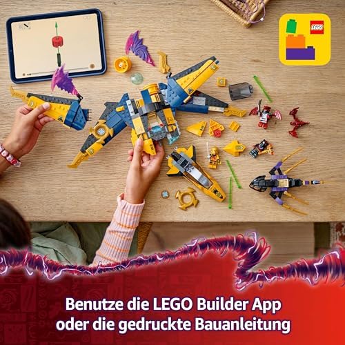 Super avion de asalt LEGO Ninjago Ras și Arins - Jucărie cu dronă, împușcători, lame și motoare - Include 3 mini figurine pentru jocul de rol Ninja - Set de construcție pentru băieți și fete de la 8 ani 71833 - imagine 6