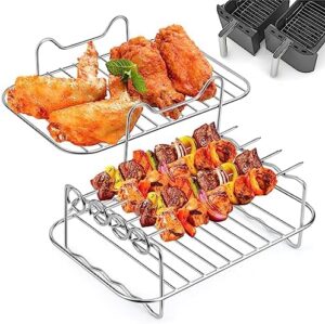 2 piese Accesorii pentru friteuză cu aer cald cu zonă dublă, cadru cu frigărui pentru friteuza Ninja Foodi AF300EU AF400EU Friteuză cu aer cald cu două zone, accesorii pentru friteuză cu aer cald dual din oțel inoxidabil 304 pentru friteuză cu aer